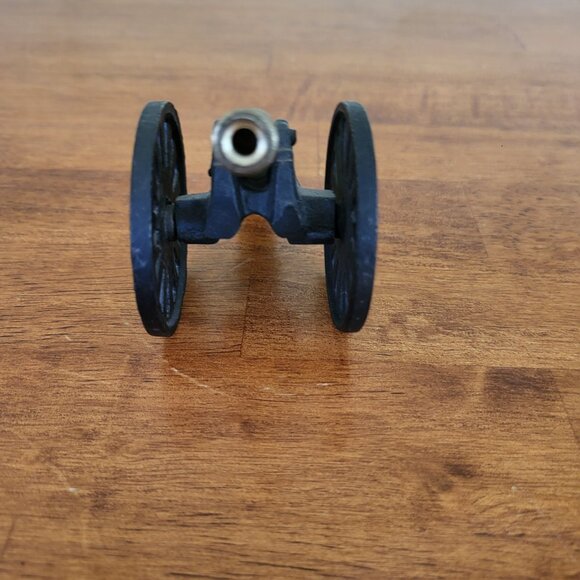 Vintage Brass Cast Iron Mini Cannon Artillery Civil War Toy Figurine Metal T3 - Picture 2 of 7